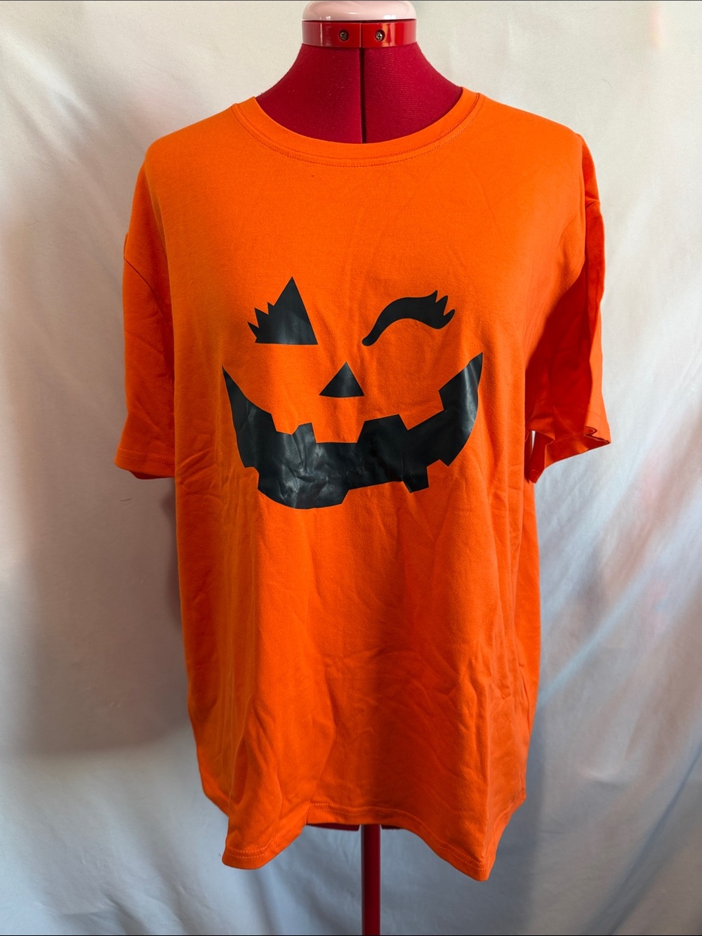 Women’s Orange Short Sleeve Pumpkin Face Tee